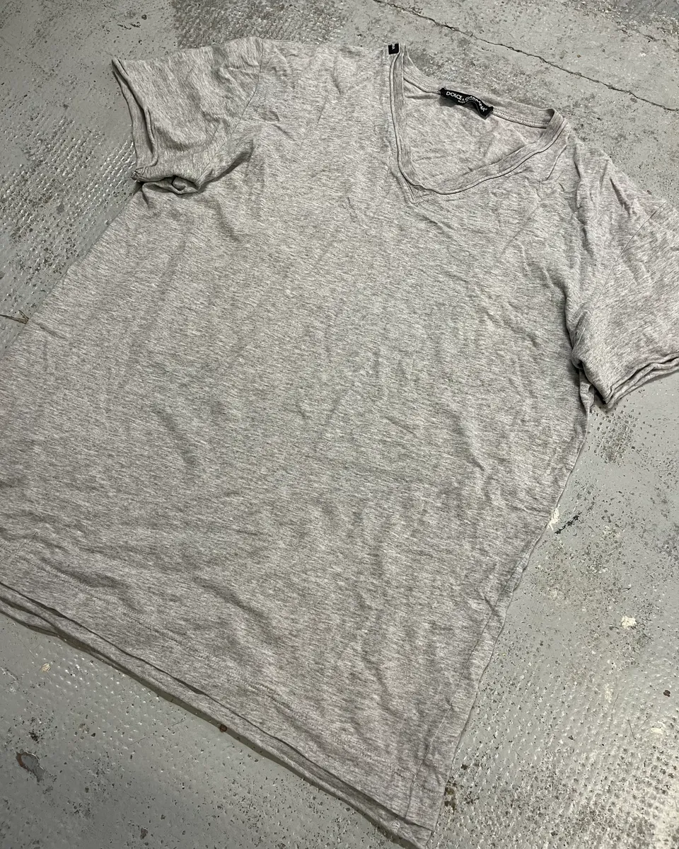 Dolce & Gabbana Grey V-Neck T-Shirt - Image 4