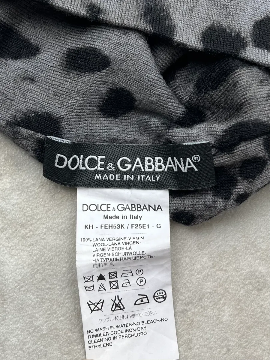 Dolce & Gabbana Leopard Wool Grey Beanie - Image 6