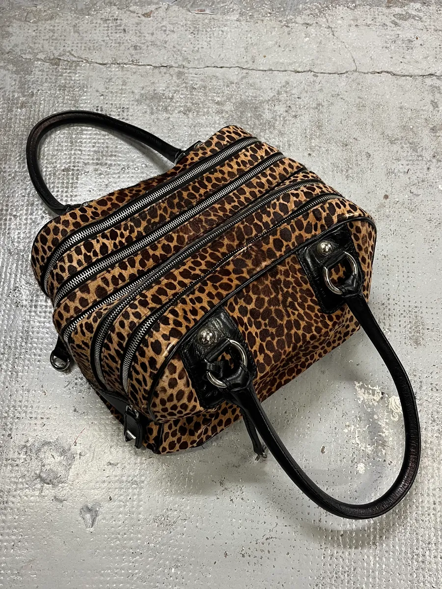 Dolce & Gabbana Lily Leopard Calf Hair Multi-Zip Handle Bag