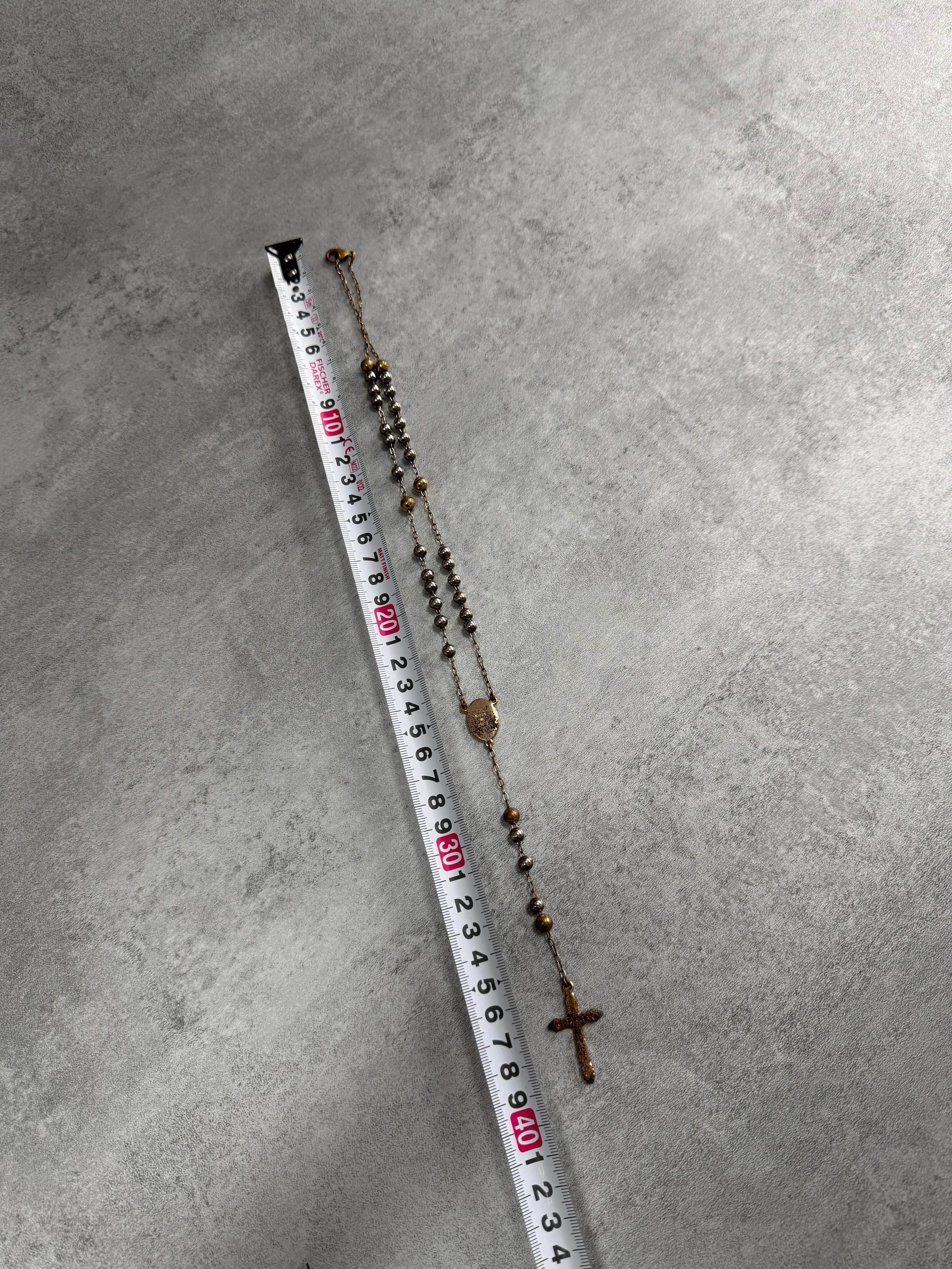 Dolce & Gabbana Rosary Sliver Golden Cross Necklace (OS) - Image 8