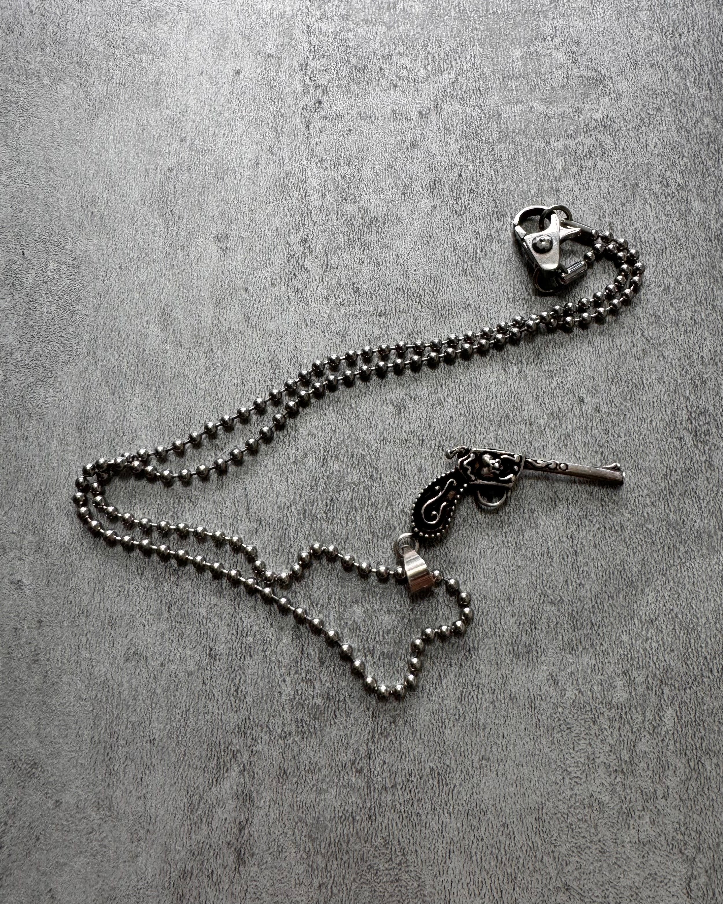 Dolce & Gabbana Silver Gun Pendant Ball Chain Link Stainless Steel Necklace (OS)