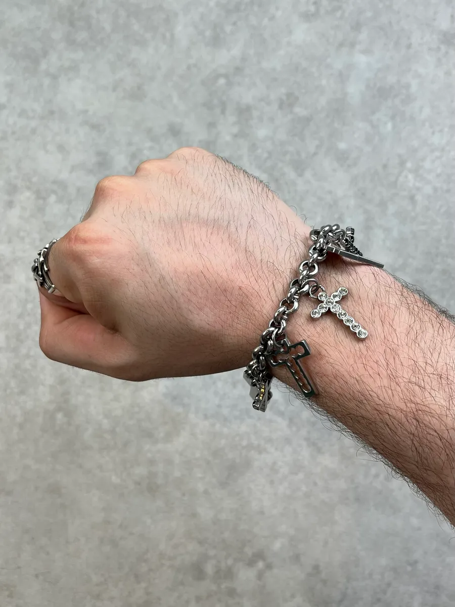 Dolce & Gabbana Silver Metal Cross Charm Bracelet - Image 2