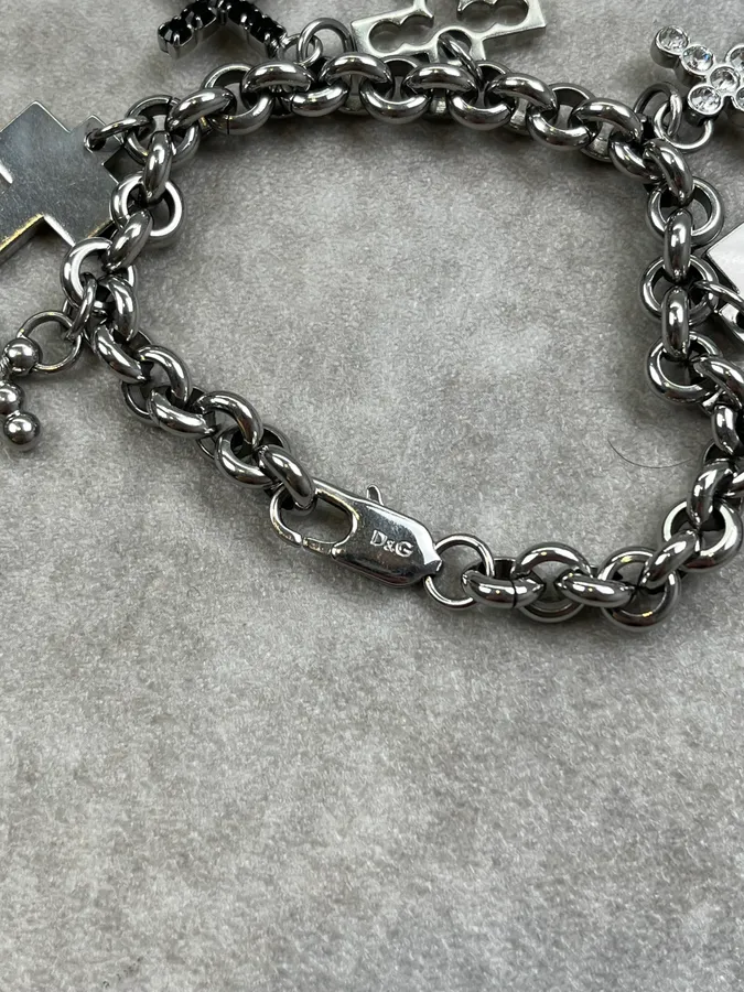 Dolce & Gabbana Silver Metal Cross Charm Bracelet - Image 6