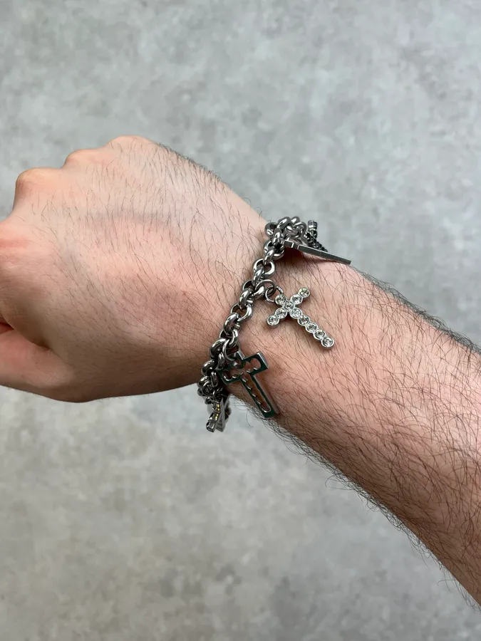 Dolce & Gabbana Silver Metal Cross Charm Bracelet - Image 7