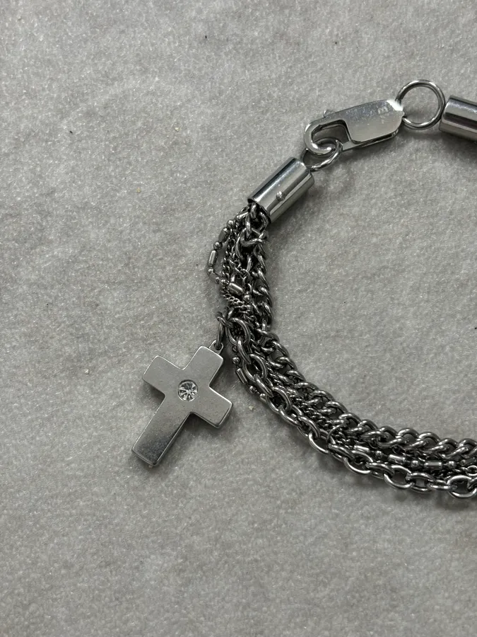 Dolce & Gabbana Silver Metal Cross Charm Bracelet - Image 4