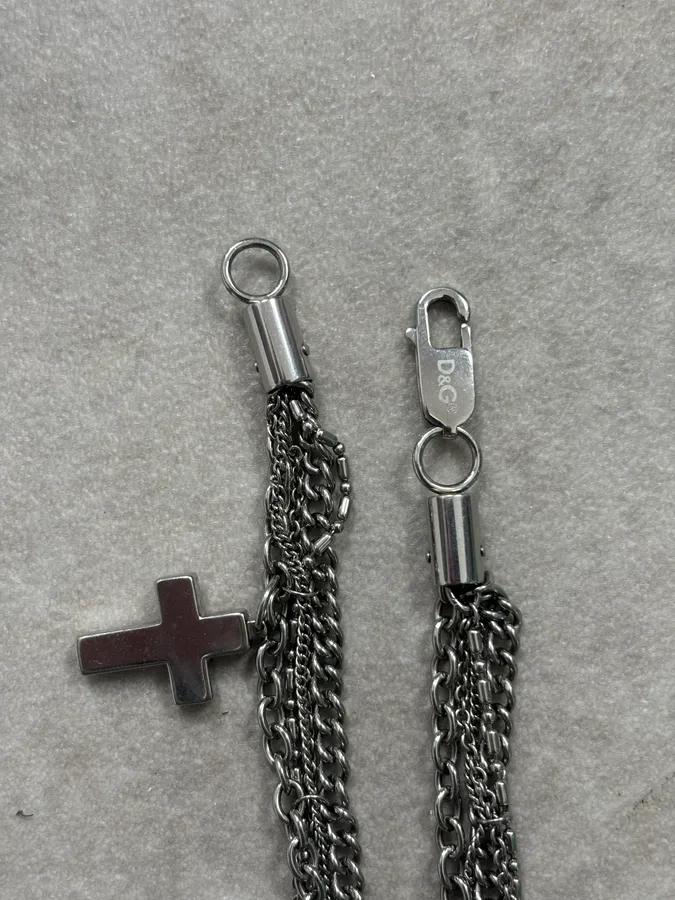Dolce & Gabbana Silver Metal Cross Charm Bracelet - Image 6