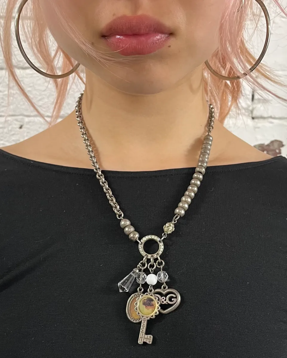 Dolce & Gabbana Silver Stainless Steel Charm Pendant Necklace - Image 2