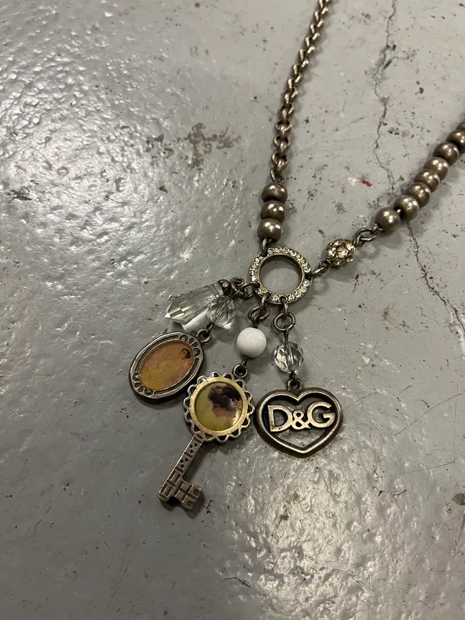 Dolce & Gabbana Silver Stainless Steel Charm Pendant Necklace - Image 3