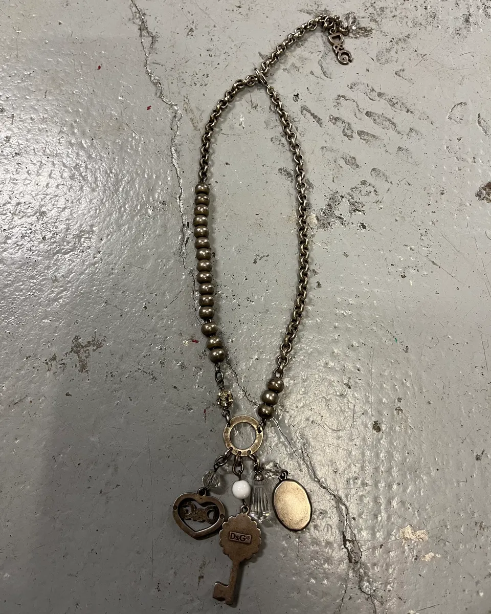 Dolce & Gabbana Silver Stainless Steel Charm Pendant Necklace - Image 5