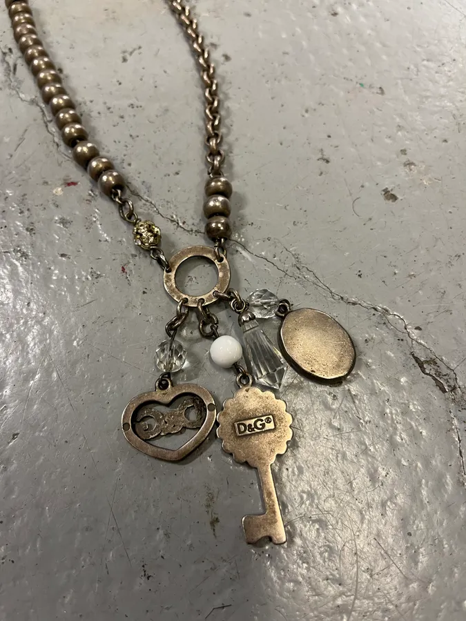 Dolce & Gabbana Silver Stainless Steel Charm Pendant Necklace - Image 6