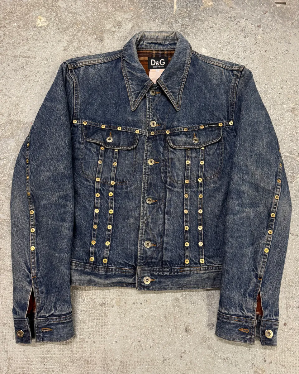 2000s Dolce & Gabbana Studded Faded Denim Jacket