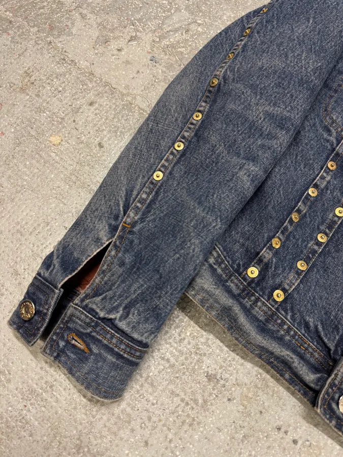 2000s Dolce & Gabbana Studded Faded Denim Jacket - Image 4