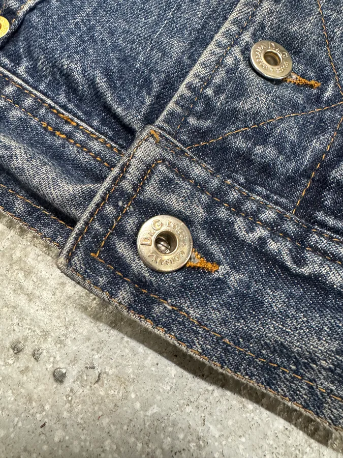 2000s Dolce & Gabbana Studded Faded Denim Jacket - Image 5
