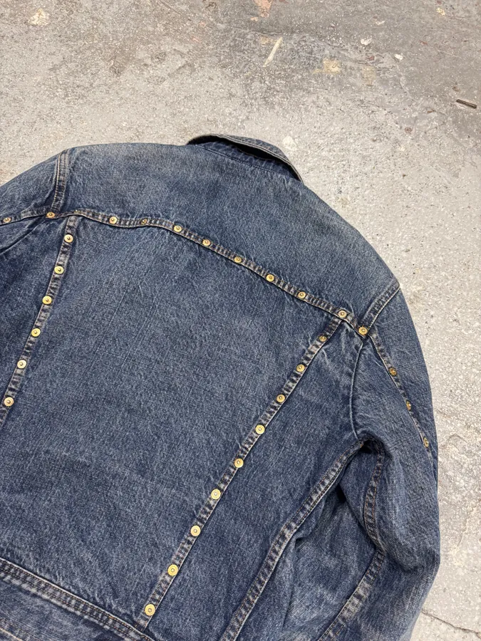 2000s Dolce & Gabbana Studded Faded Denim Jacket - Image 6