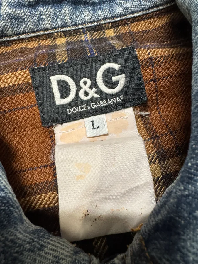 2000s Dolce & Gabbana Studded Faded Denim Jacket - Image 7