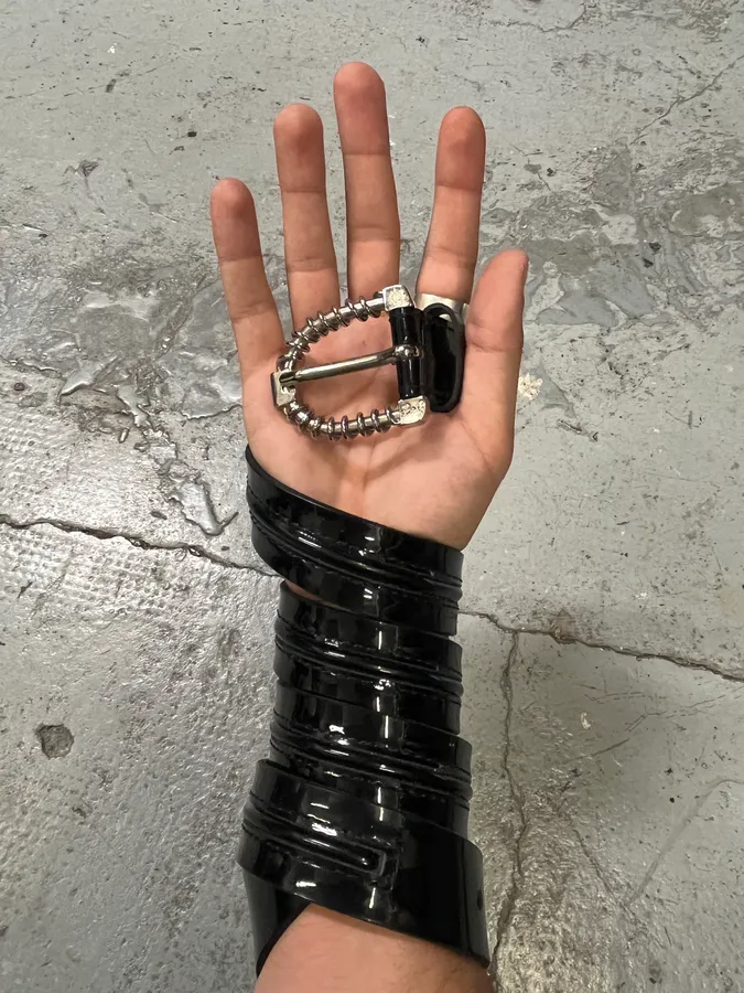 Dolce & Gabbana Tornado Buckle Black Leather Belt