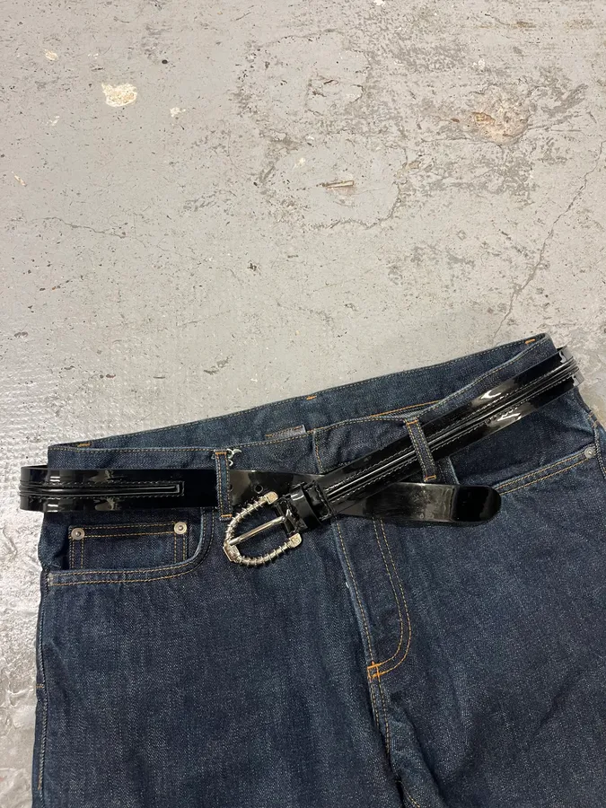 Dolce & Gabbana Tornado Buckle Black Leather Belt - Image 2