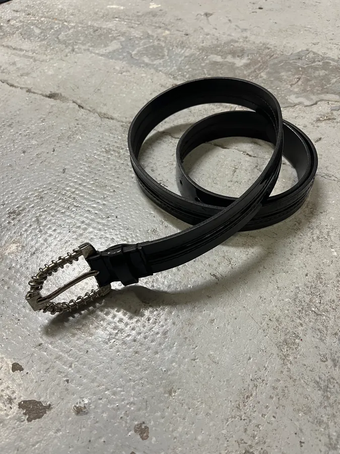 Dolce & Gabbana Tornado Buckle Black Leather Belt - Image 5