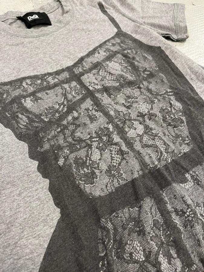 Dolce & Gabbana Trompe L’Oeil Corset Grey Tee-Shirt - Image 3