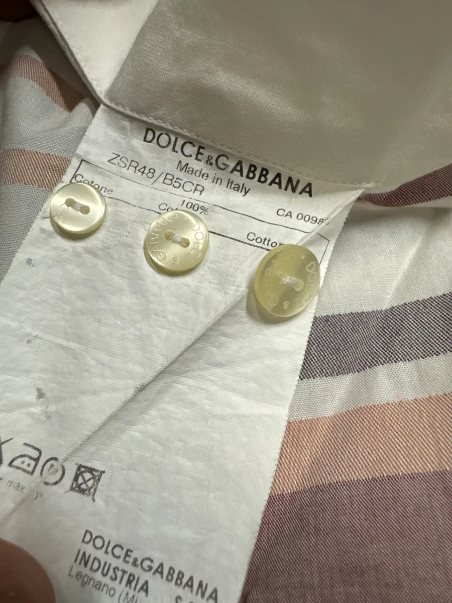 Dolce & Gabbana Vertical Lines Orange White Shirt - Image 7
