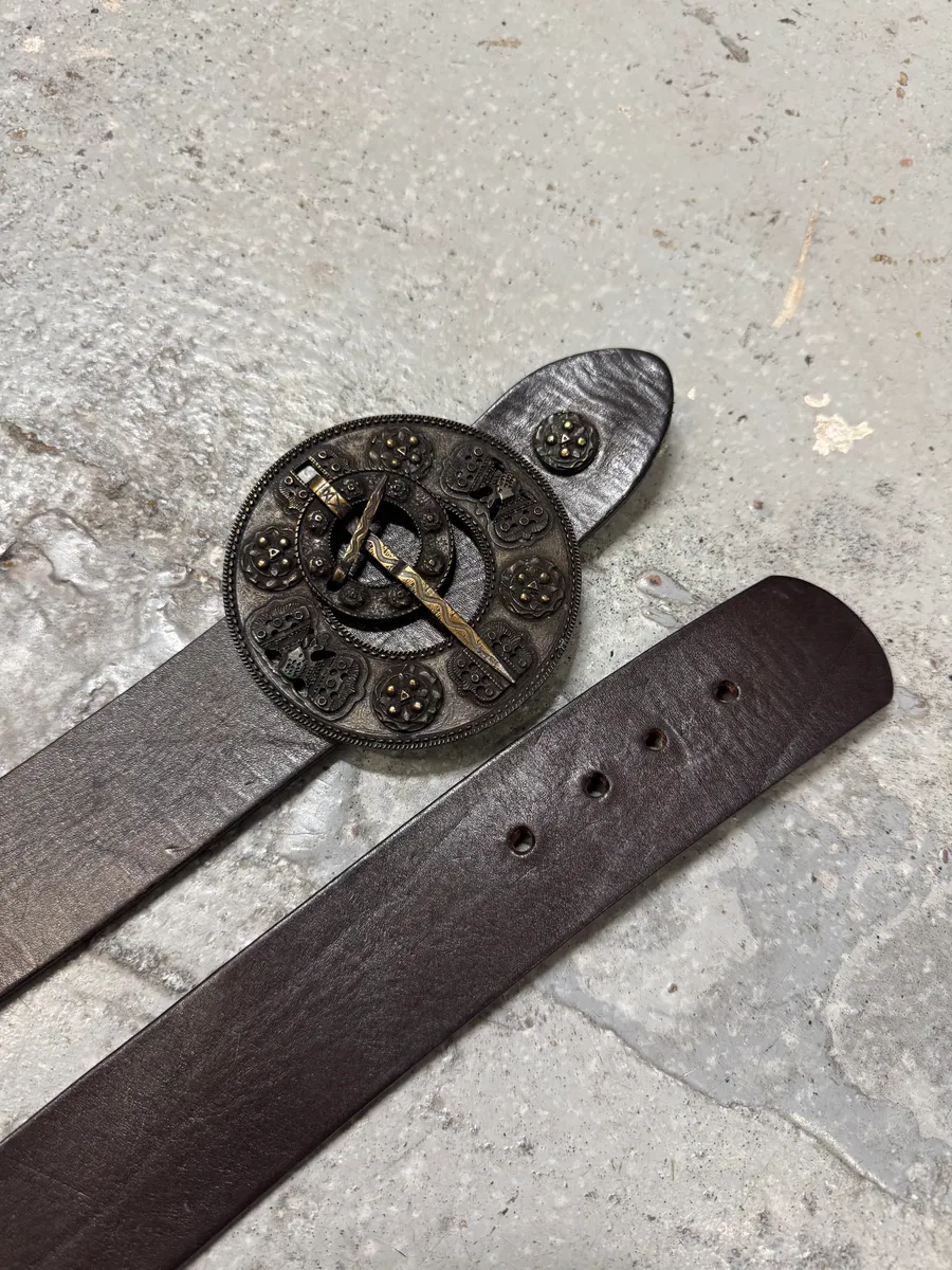 Dries Van Noten Antique Sword Buckle Leather Belt - Image 3