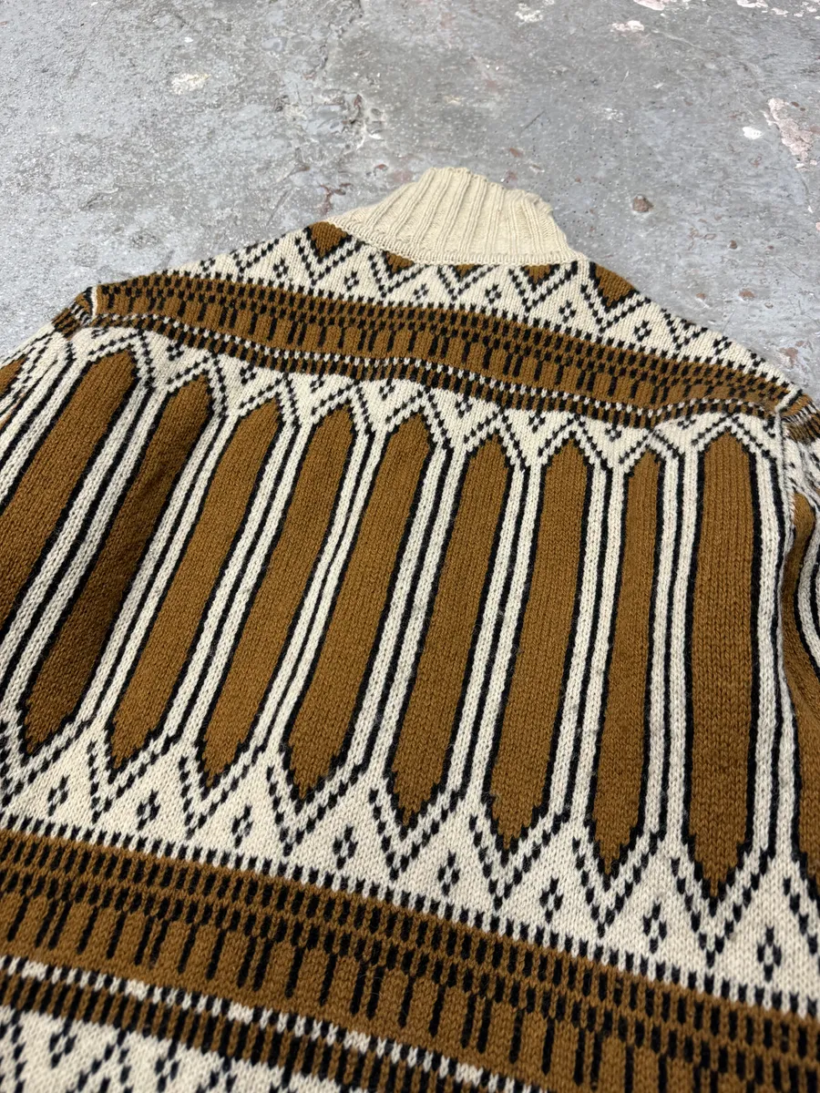 Dries Van Noten Asymmetrical Wool Brown Sweater - Image 3
