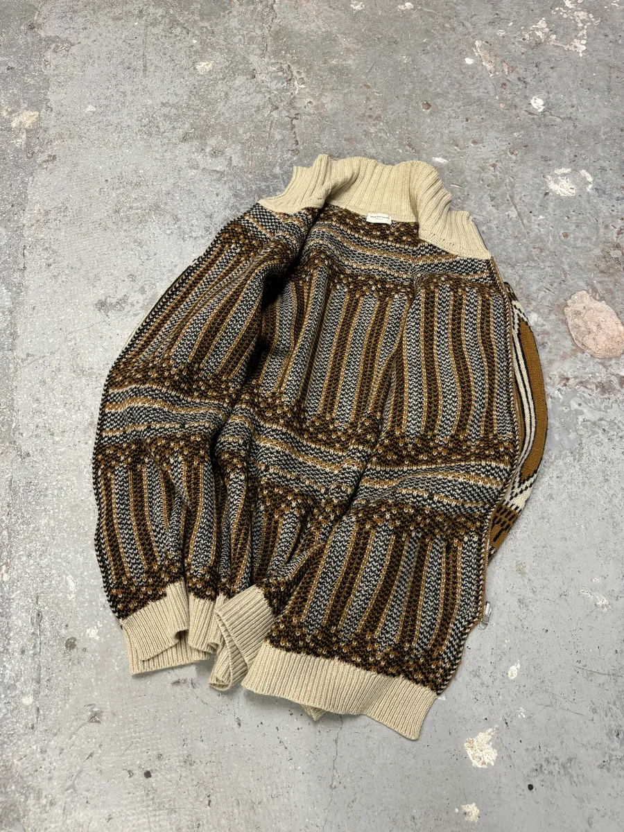 Dries Van Noten Asymmetrical Wool Brown Sweater - Image 4