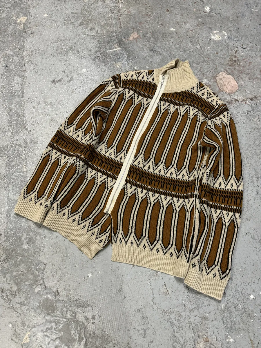 Dries Van Noten Asymmetrical Wool Brown Sweater - Image 5