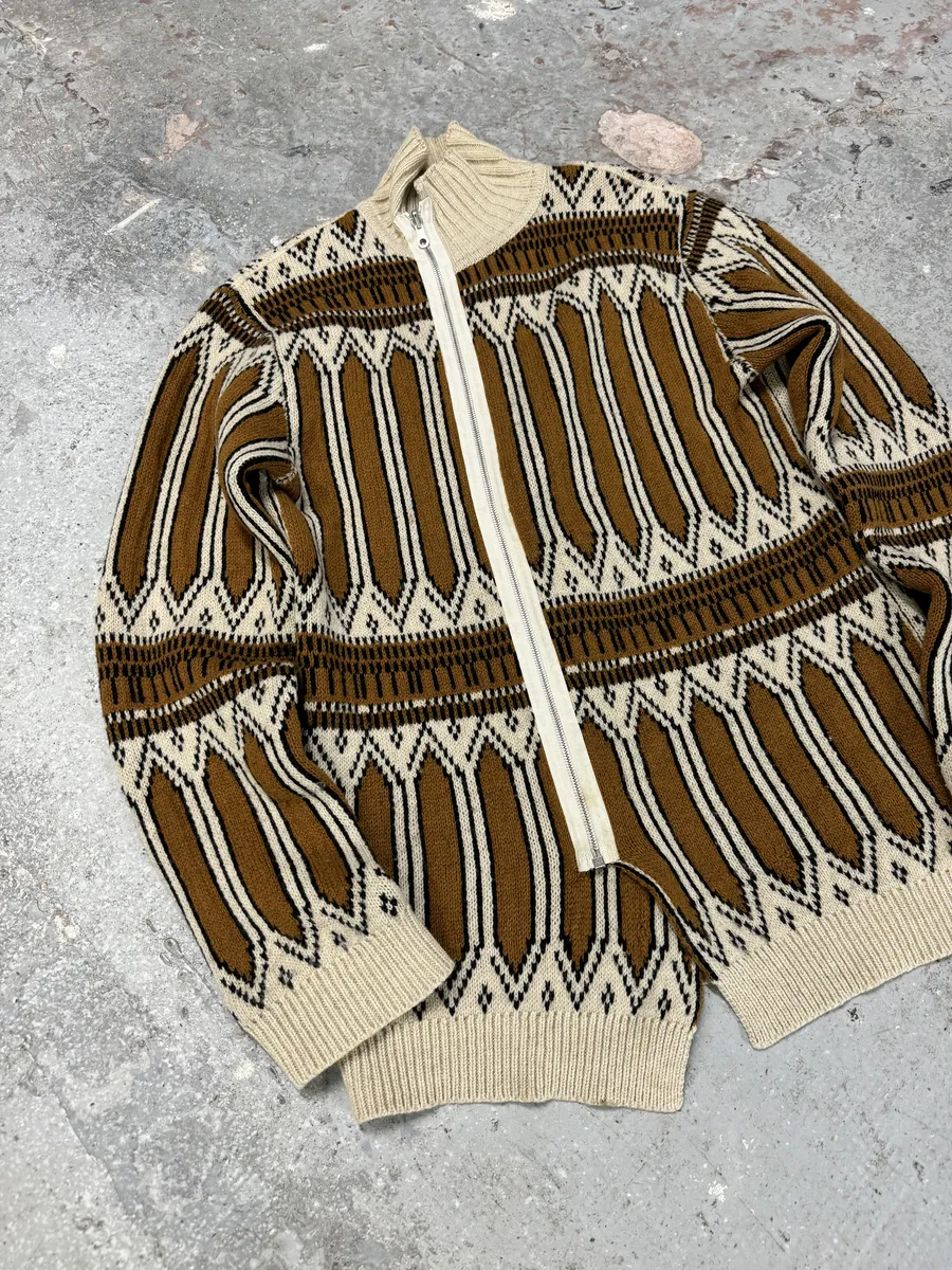 Dries Van Noten Asymmetrical Wool Brown Sweater - Image 7