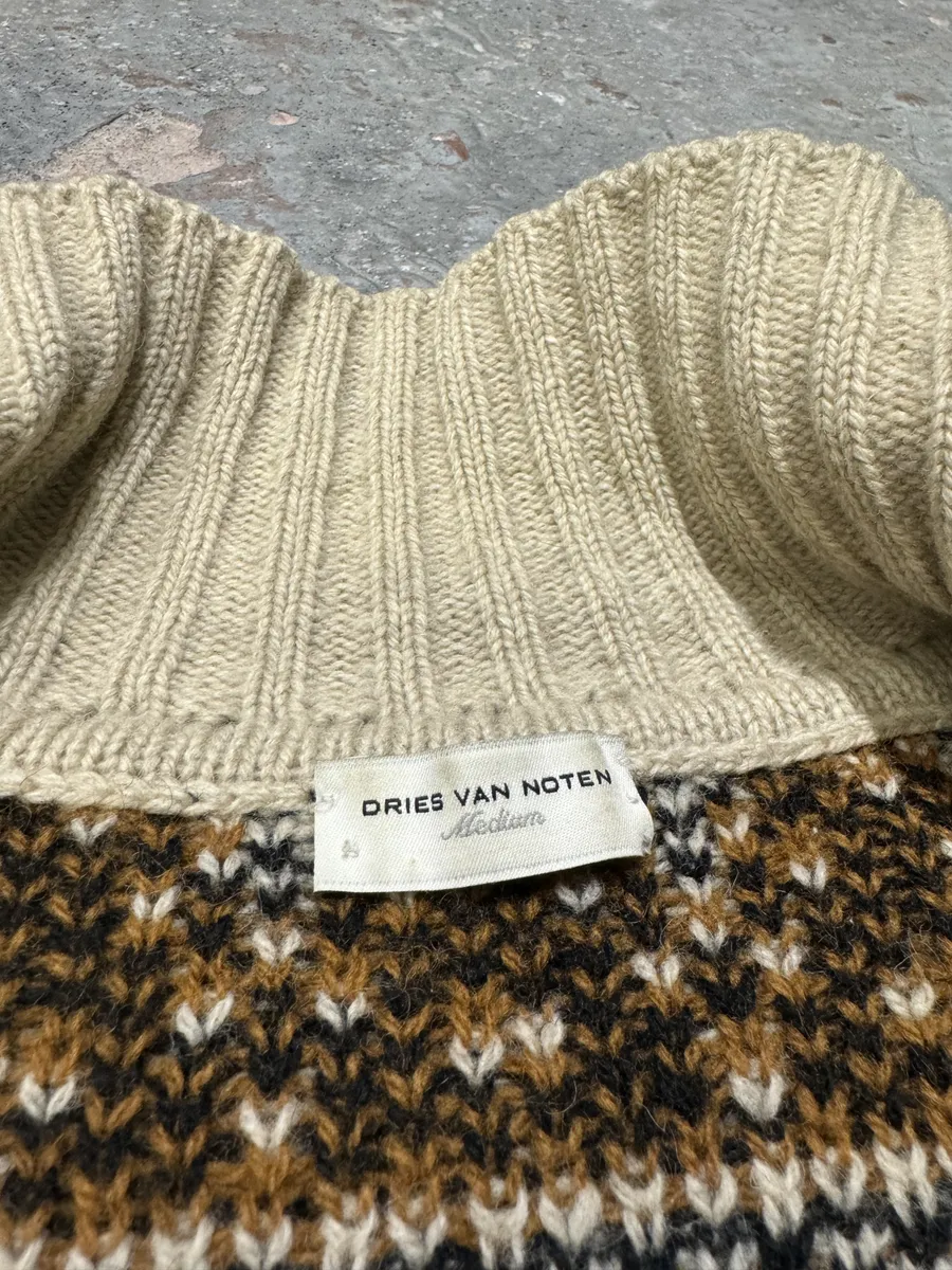 Dries Van Noten Asymmetrical Wool Brown Sweater - Image 8