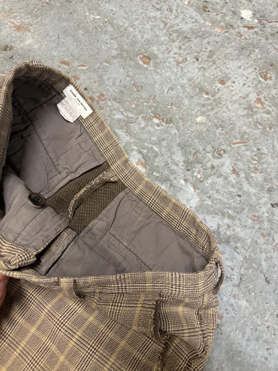 Dries Van Noten Beige Checked Pants - Image 10