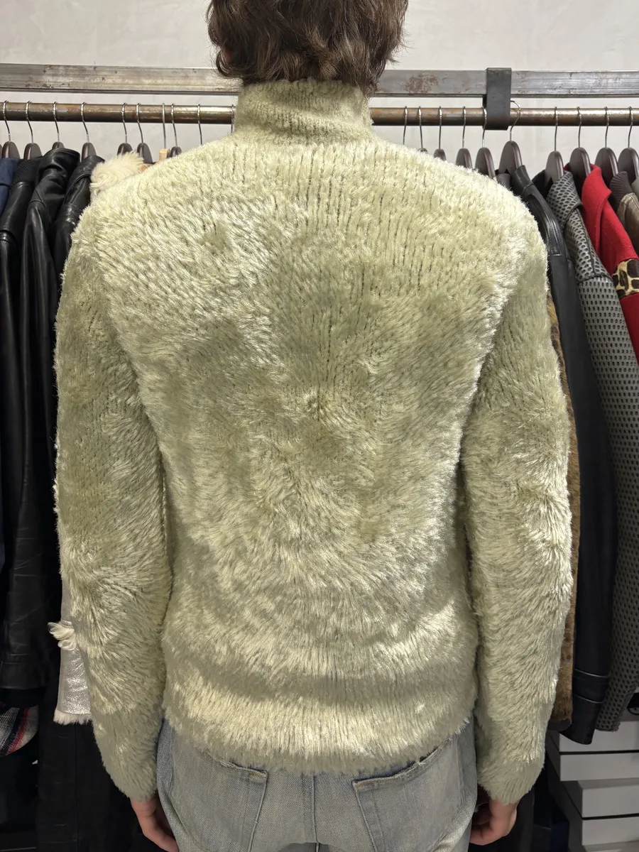 Dries Van Noten Beige Fur Effect Turtleneck Sweater - Image 4