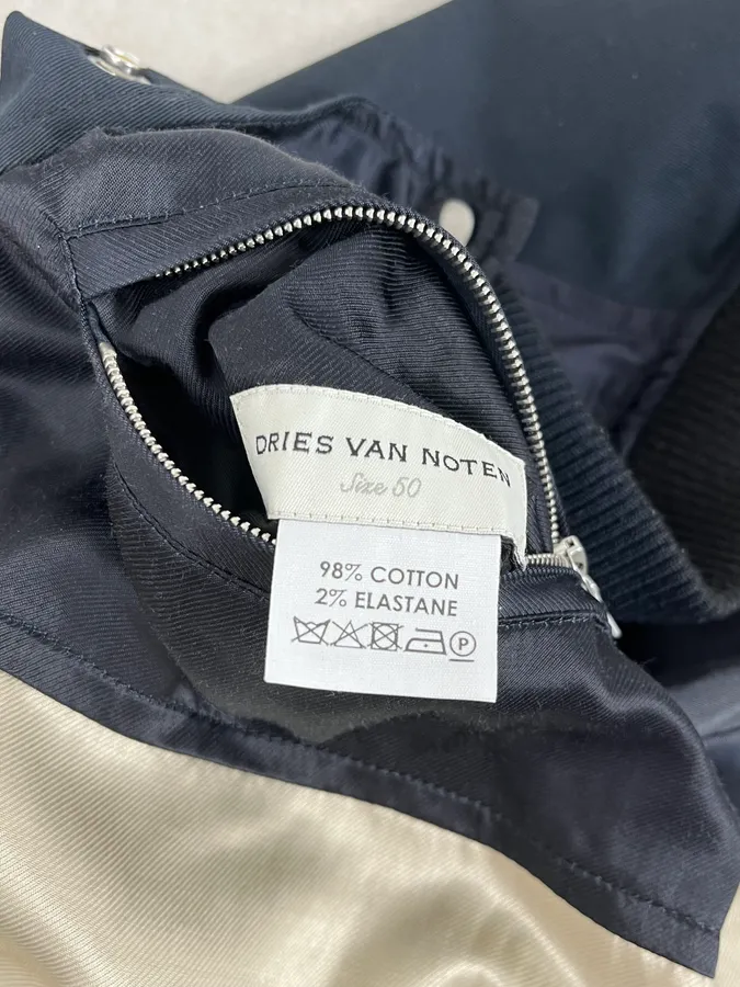Dries Van Noten Beige & Navy Reversible Bomber Jacket - Image 15