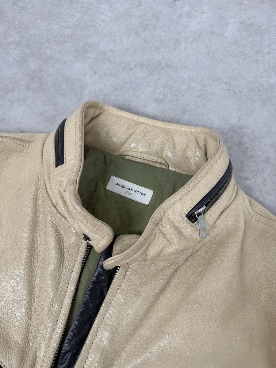 Dries Van Noten Beige Premium Leather Jacket - Image 10