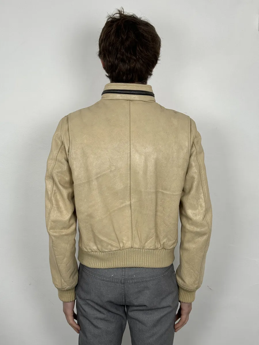 Dries Van Noten Beige Premium Leather Jacket - Image 4
