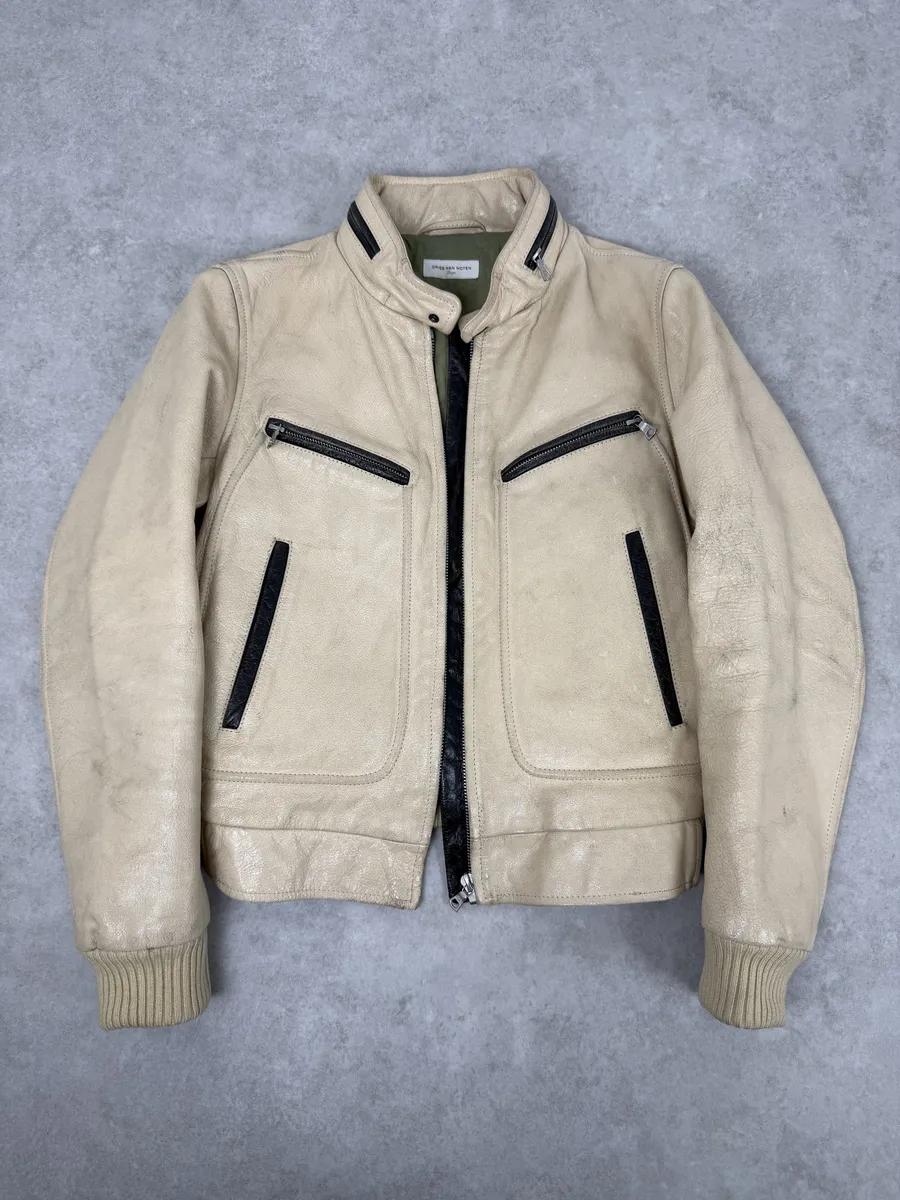 Dries Van Noten Beige Premium Leather Jacket - Image 5