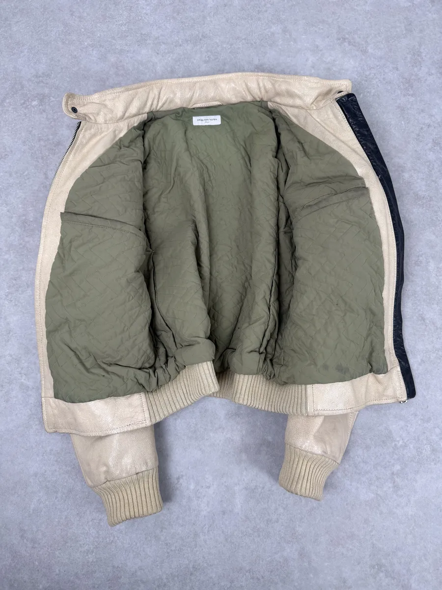 Dries Van Noten Beige Premium Leather Jacket - Image 6