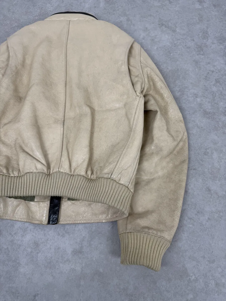 Dries Van Noten Beige Premium Leather Jacket - Image 7