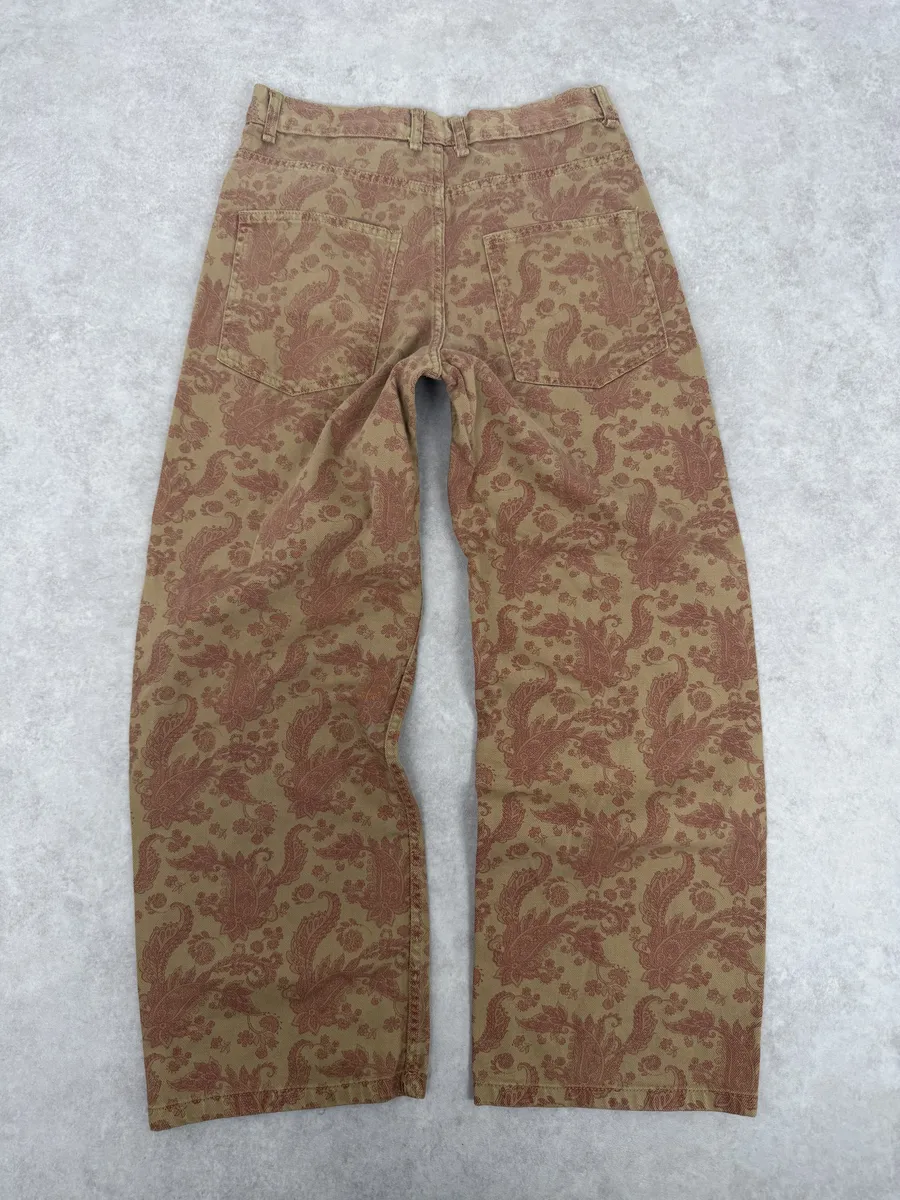 Dries Van Noten Beige Red Abstract Floral Pants - Image 2