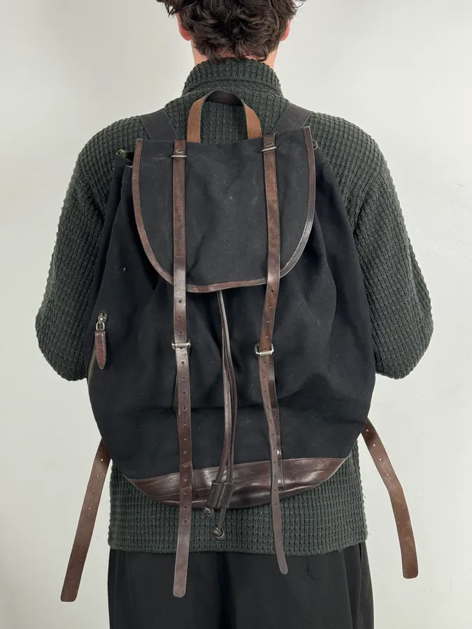 Dries Van Noten Black & Brown Leather Backpack