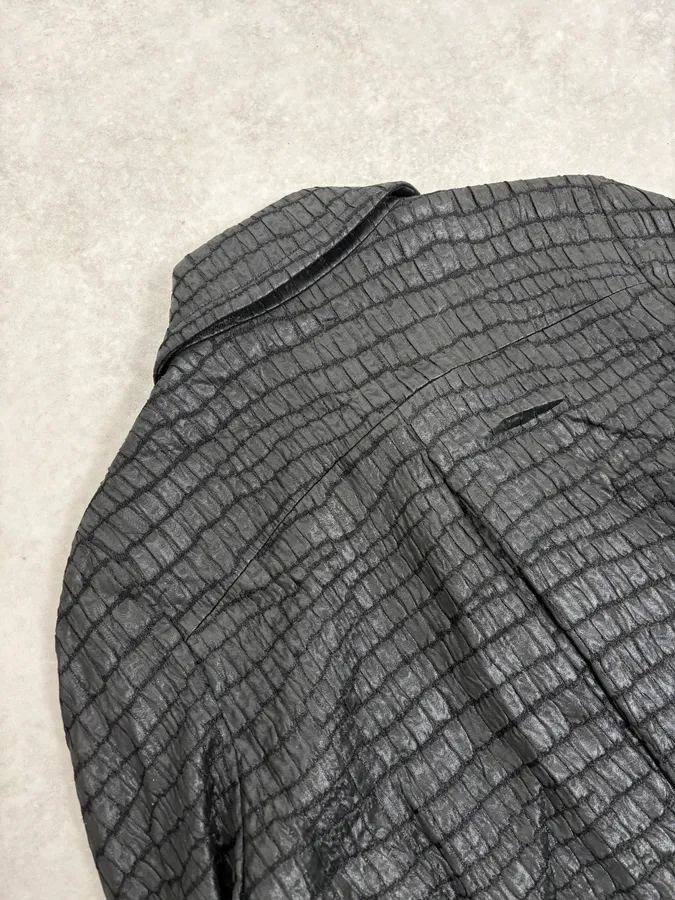 Dries Van Noten Black Crocodile Effect Cropped Jacket - Image 9
