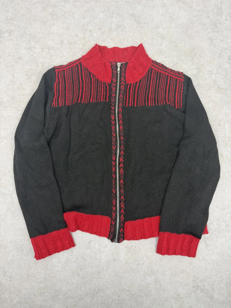 Dries Van Noten Black & Red Zip-up Sweater