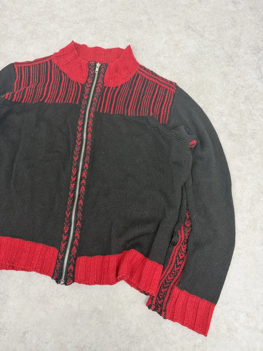 Dries Van Noten Black & Red Zip-up Sweater - Image 11