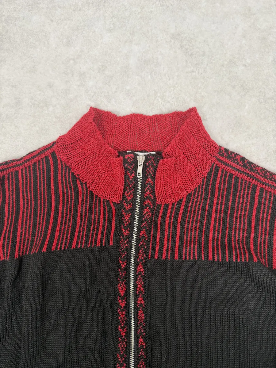 Dries Van Noten Black & Red Zip-up Sweater - Image 12