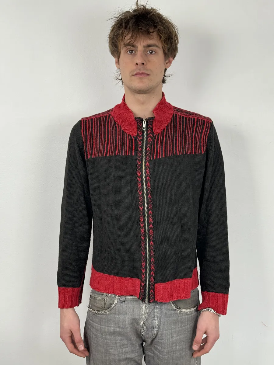 Dries Van Noten Black & Red Zip-up Sweater - Image 3
