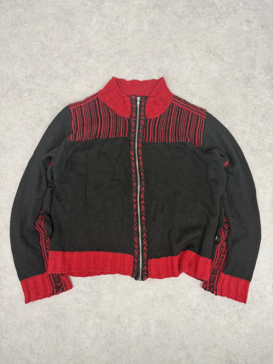 Dries Van Noten Black & Red Zip-up Sweater - Image 5