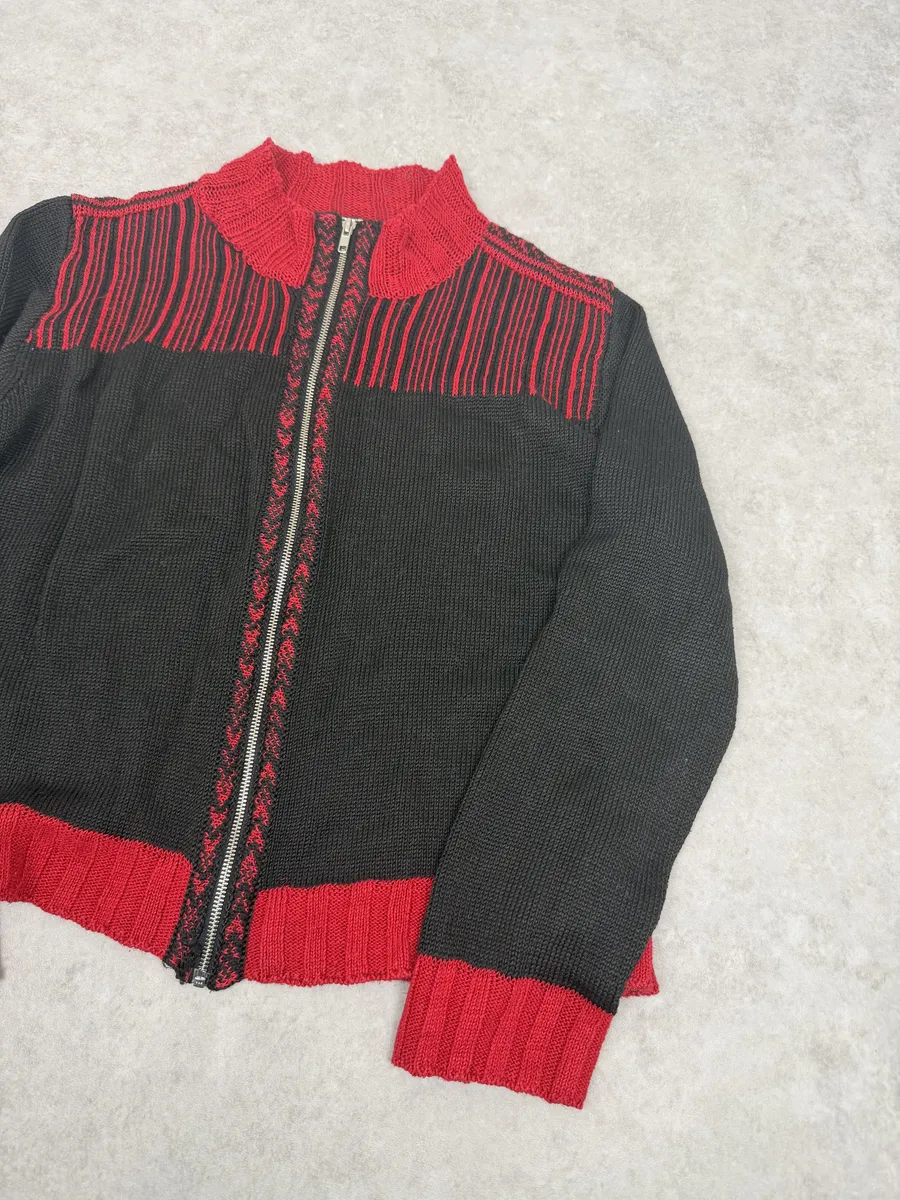 Dries Van Noten Black & Red Zip-up Sweater - Image 6
