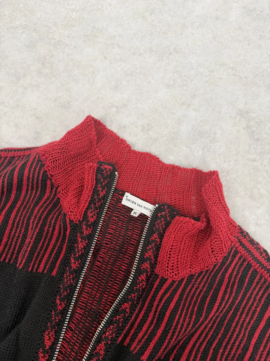 Dries Van Noten Black & Red Zip-up Sweater - Image 7