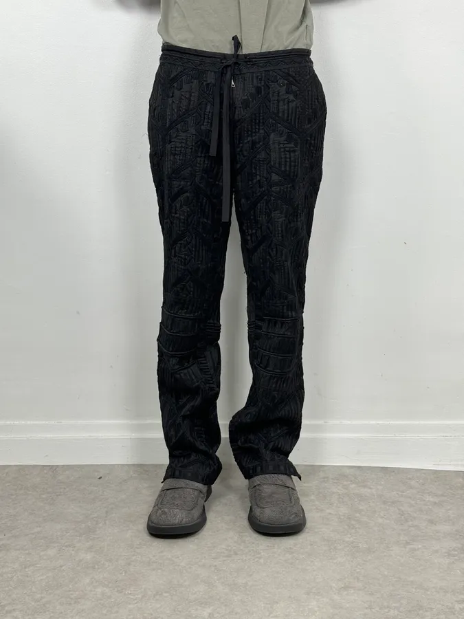 Dries Van Noten Black Relief Abstract Pants - Image 2