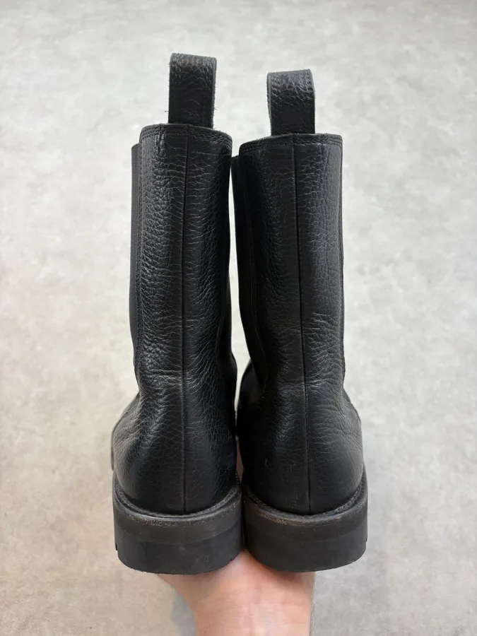 Dries Van Noten Black Vibram Leather Heavy High Chelsea Boots - Image 7
